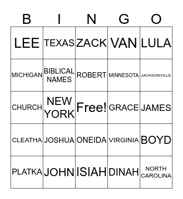 OLIVER ODOM FAMILY PICNIC Bingo Card
