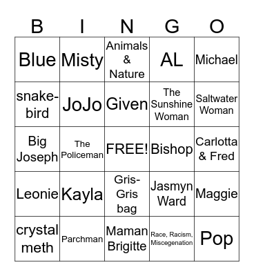 SING, UNBURIED, SING Bingo Card