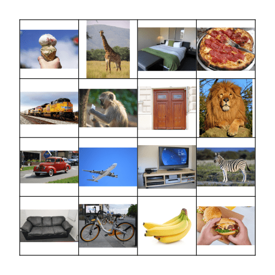 Categories Bingo Card