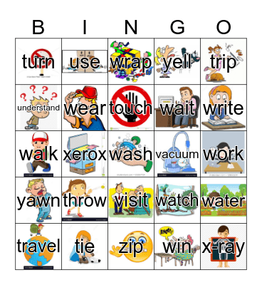 T-Z Actions Bingo Card