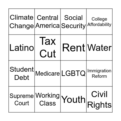 Latinos Vote 2020 Bingo Card