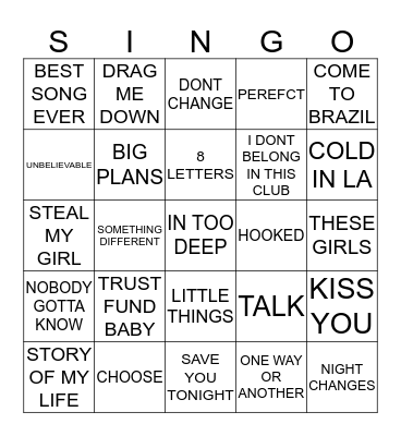 398 WHY DON’T WE VS ONE DIRECTION Bingo Card