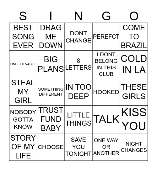 398 WHY DON’T WE VS ONE DIRECTION Bingo Card