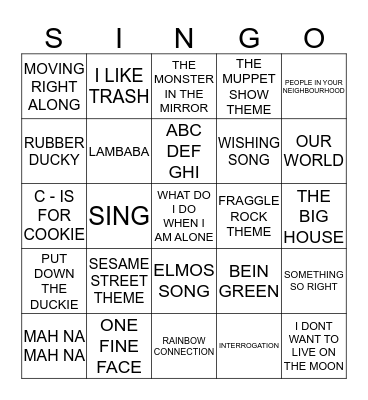 399. THE MUPPETS VS SESAME STREET Bingo Card