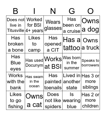 Find someone who... Bingo Card