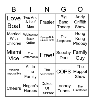 TV Theme Songs Cover All Bingo Card