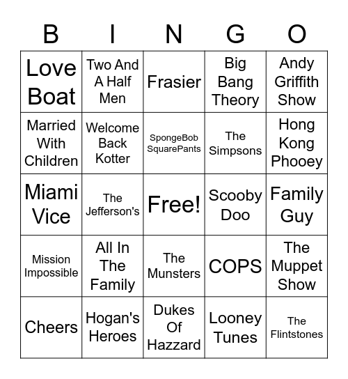TV Theme Songs Cover All Bingo Card