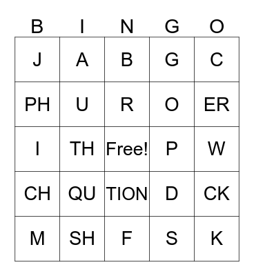 Phonics Bingo Card