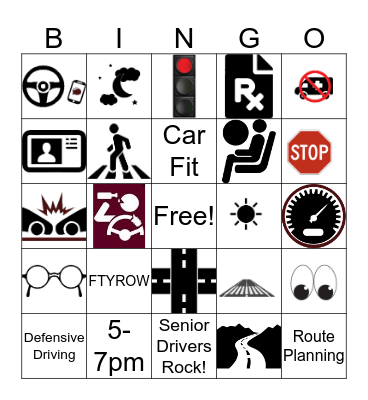 Senior Driver Bingo  Bingo Card