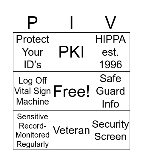 Cyber Security Bingo Card