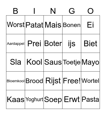 Eten Bingo Card