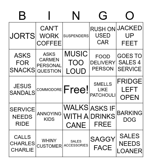 GERIATRIC BINGO Card