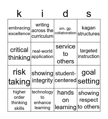 #LearningToSoar Bingo Card