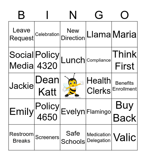 Welcome Back 2019-20 Health Services PD Bingo Card