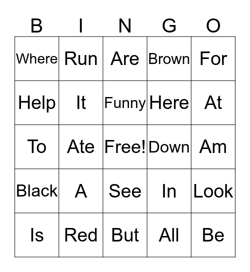 Word Blackout Bingo Card