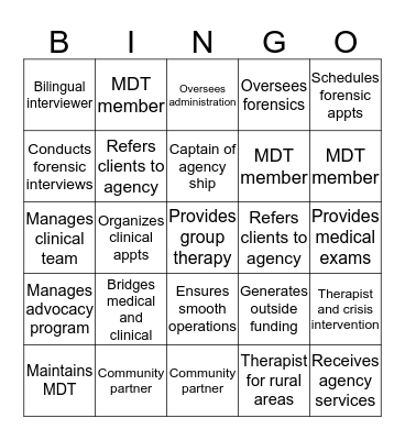 Get to Know DCAC and Agency Bingo Card