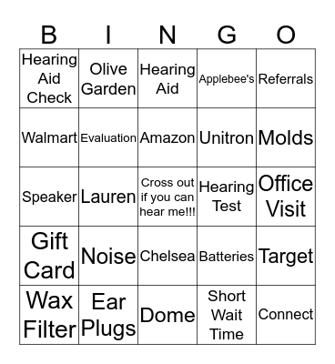 CONNECT HEARING Bingo Card