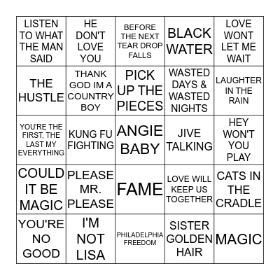 Billboard 1975 Bingo Card