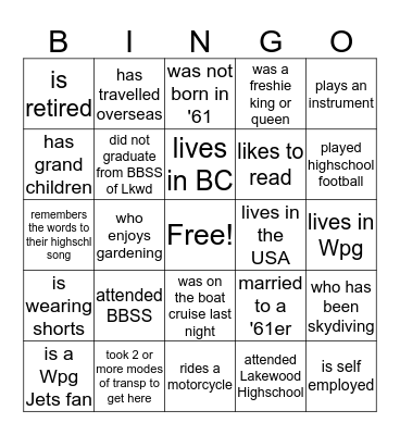 Find someone who: Bingo Card