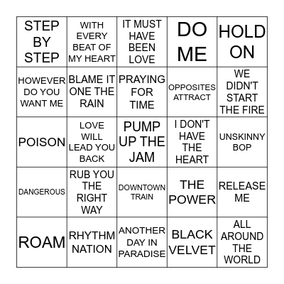 BILLBOARD 1990 Bingo Card
