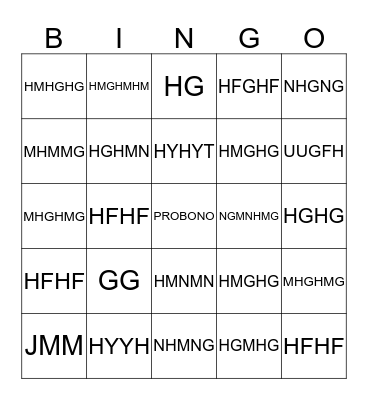 TEST Bingo Card