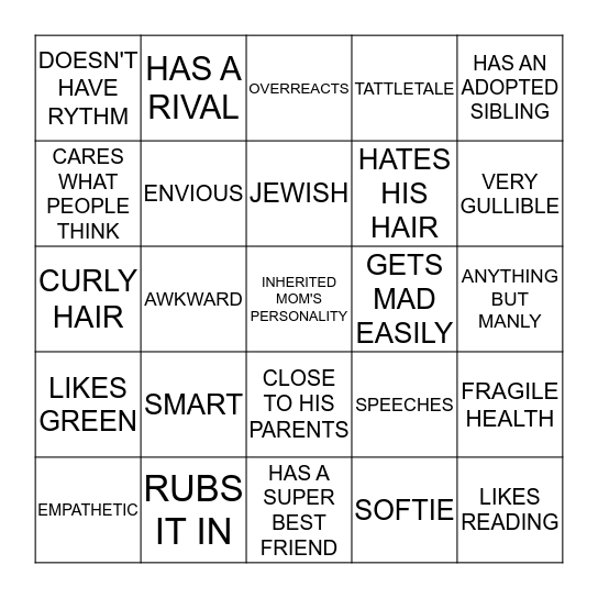 Kyle Broflovski's Bingo Card