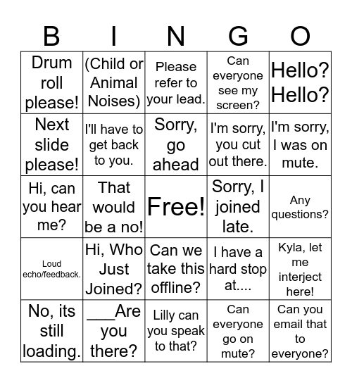 Huddle Sayings! Bingo Card