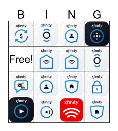 Xfinity App Bingo Card
