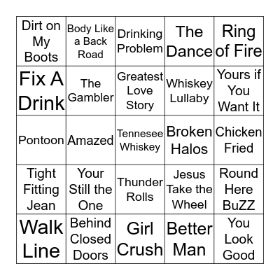 Mingo Top Country Bingo Card