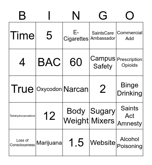 Office Of Wellness Bingo Card