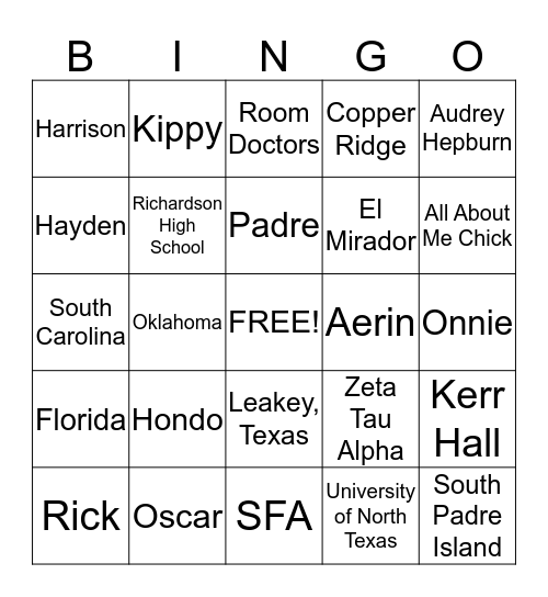 Audri Bingo Card