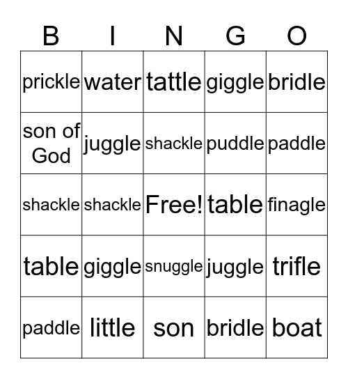 Encounter On The Water Bingo Card