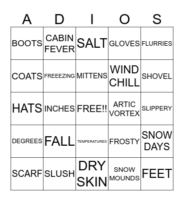 WINTER BLUES Bingo Card