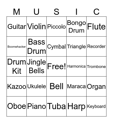 Music BINGO Card