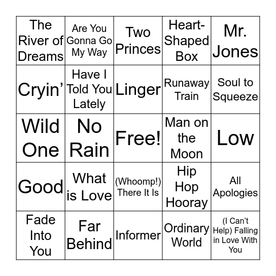 1993 Bingo Card