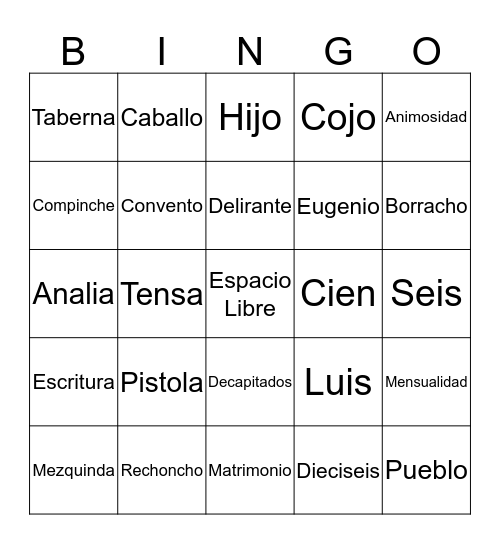 Cartas de Amor Traicionado Bingo Card