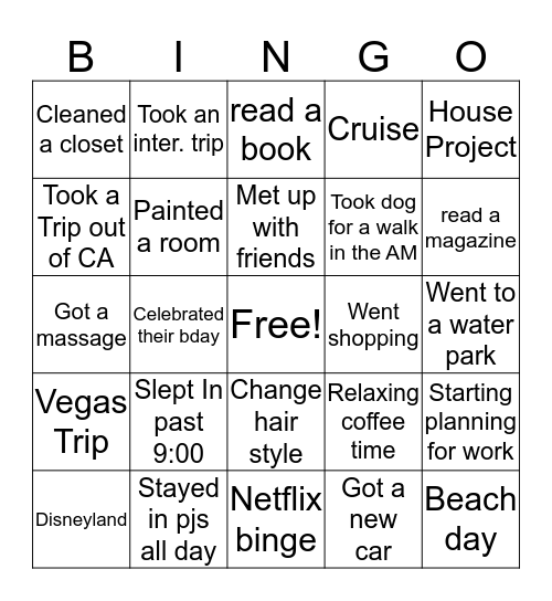 Sultana Bingo Card