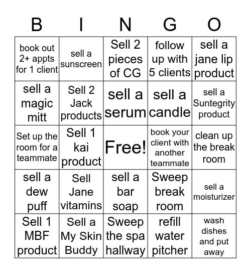 Apsara Spa Bingo Card