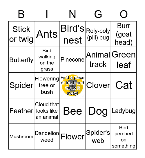 "FIT KIDS" NATURE BLACKOUT! Bingo Card