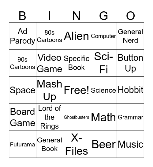 T-Shirt Bingo Card