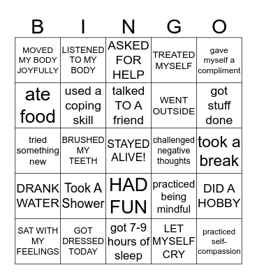 SELF-CARE BINGO Card