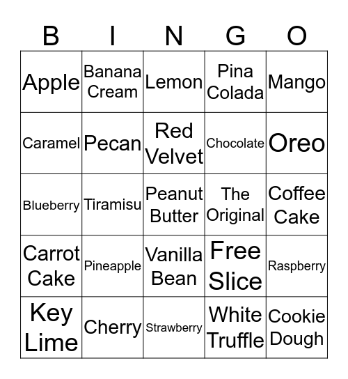 CHEESECAKE! Bingo Card