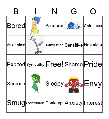 Emotion Bingo Card