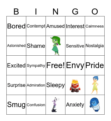 Emotion Bingo Card