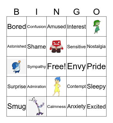 Emotion Bingo Card