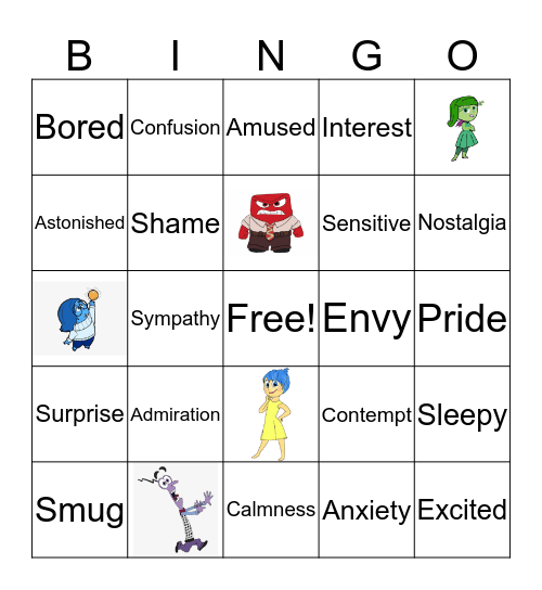 Emotion Bingo Card
