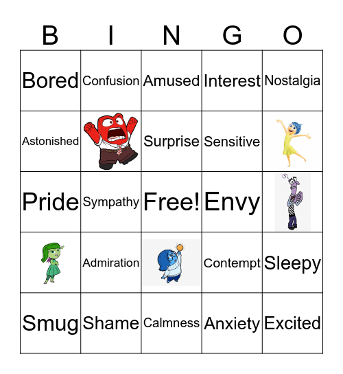 Emotion Bingo Card