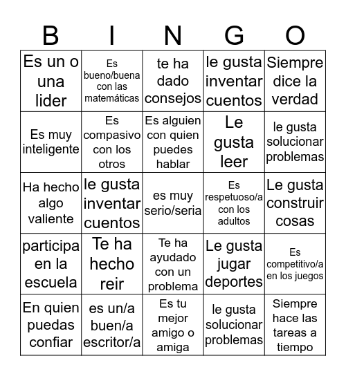 Busca a alguien que... Bingo Card