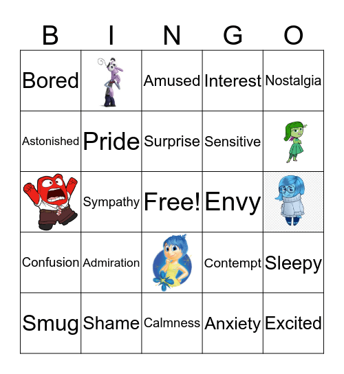 Emotion Bingo Card
