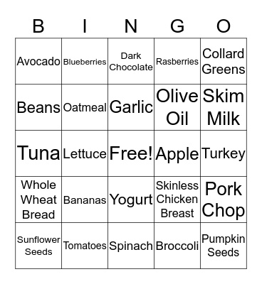 Blood Pressure Bingo Card
